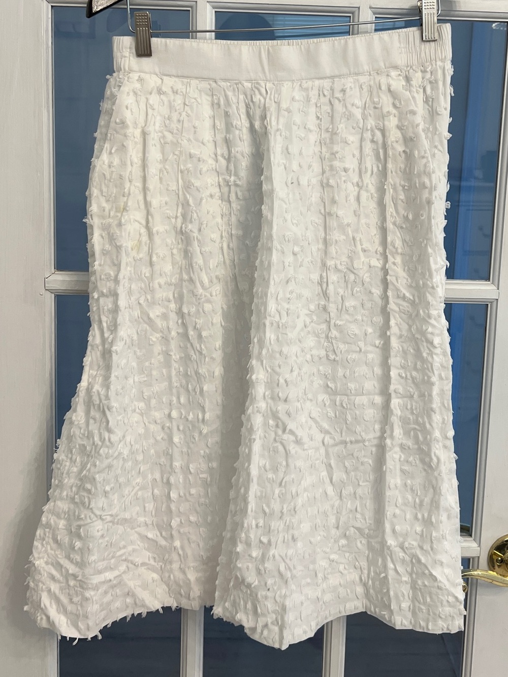 J. CREW Women’s White Cotton Clip Dot A-Line Midi Skirt Coastal Resort Size 8